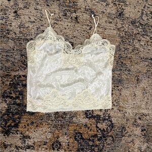 Silklike Beige Elegant Lace Camisole Top Small